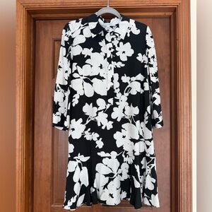 Emma & Michele Monochrome Floral Long Sleeve Dress